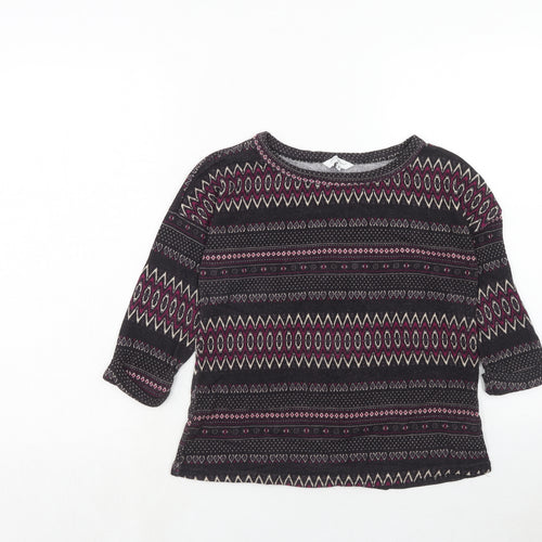 New Look Womens Purple Round Neck Geometric Polyester Pullover Jumper Size 10