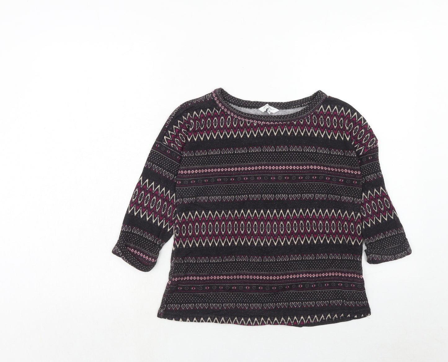 New Look Womens Purple Round Neck Geometric Polyester Pullover Jumper Size 10