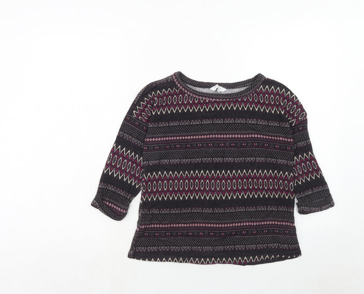 New Look Womens Purple Round Neck Geometric Polyester Pullover Jumper Size 10