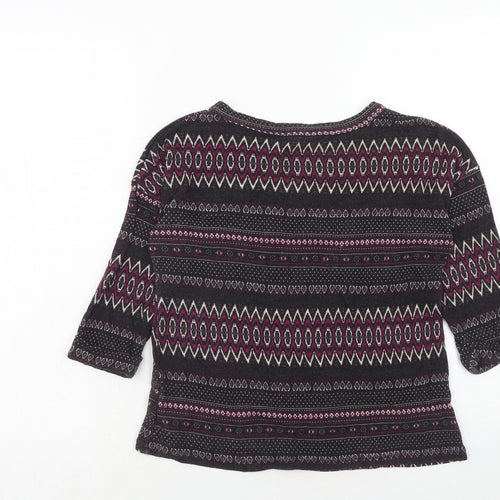 New Look Womens Purple Round Neck Geometric Polyester Pullover Jumper Size 10