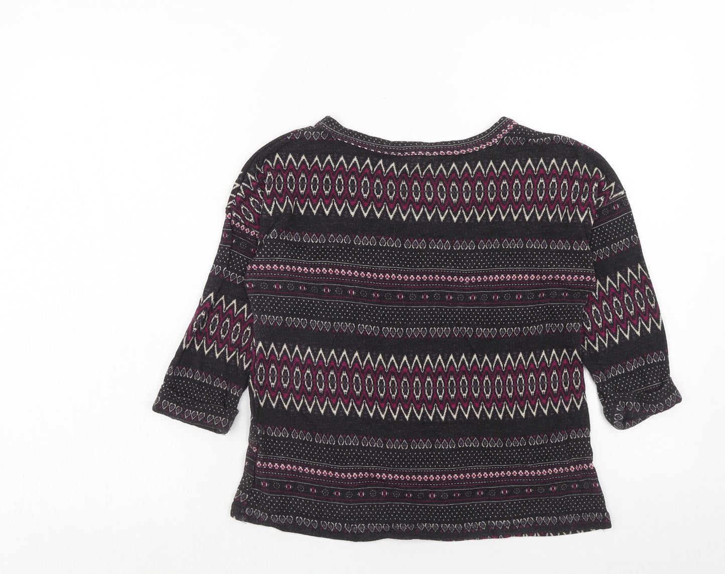 New Look Womens Purple Round Neck Geometric Polyester Pullover Jumper Size 10