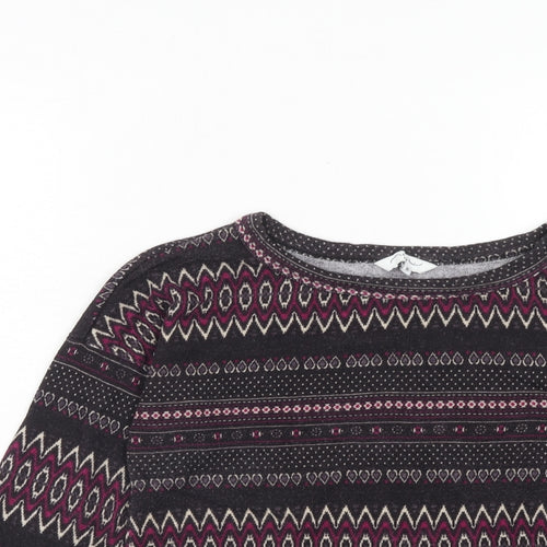 New Look Womens Purple Round Neck Geometric Polyester Pullover Jumper Size 10