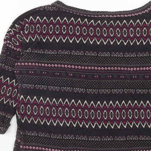 New Look Womens Purple Round Neck Geometric Polyester Pullover Jumper Size 10