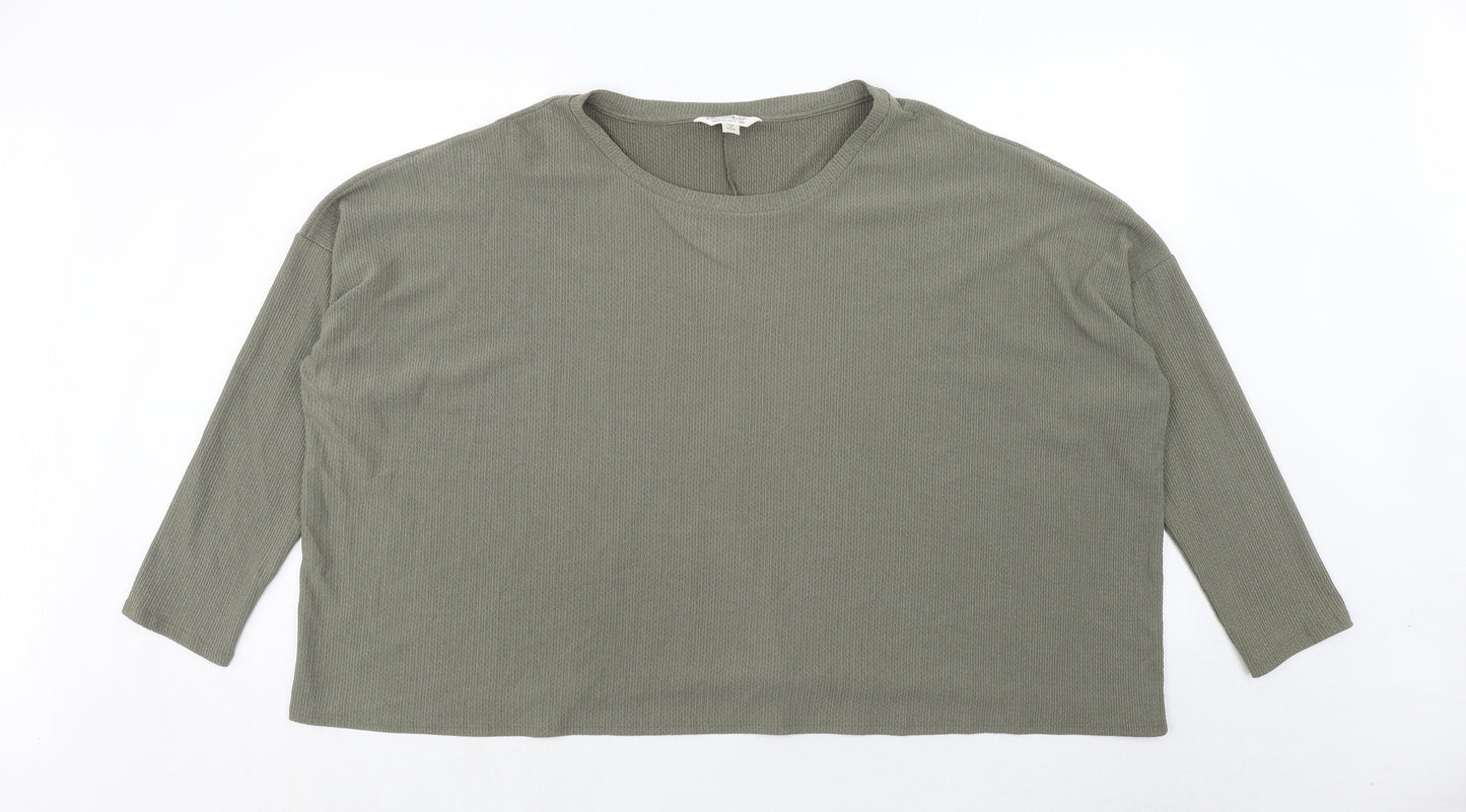 Miss Selfridge Womens Green Polyester Basic T-Shirt Size M Round Neck