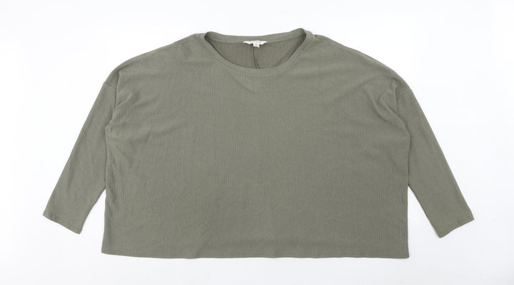 Miss Selfridge Womens Green Polyester Basic T-Shirt Size M Round Neck