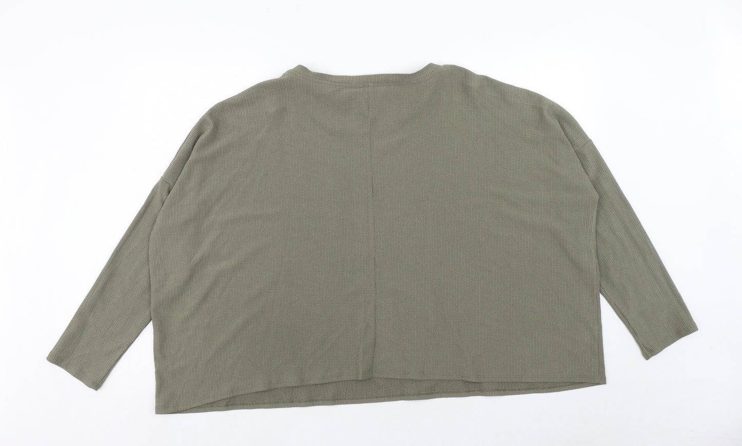 Miss Selfridge Womens Green Polyester Basic T-Shirt Size M Round Neck