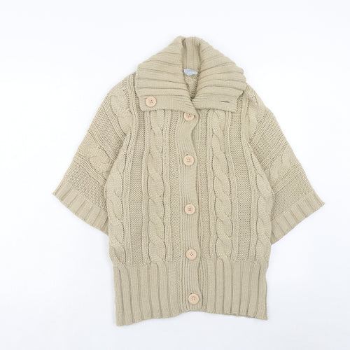 Oasis Womens Brown Collared Acrylic Cardigan Jumper Size 8