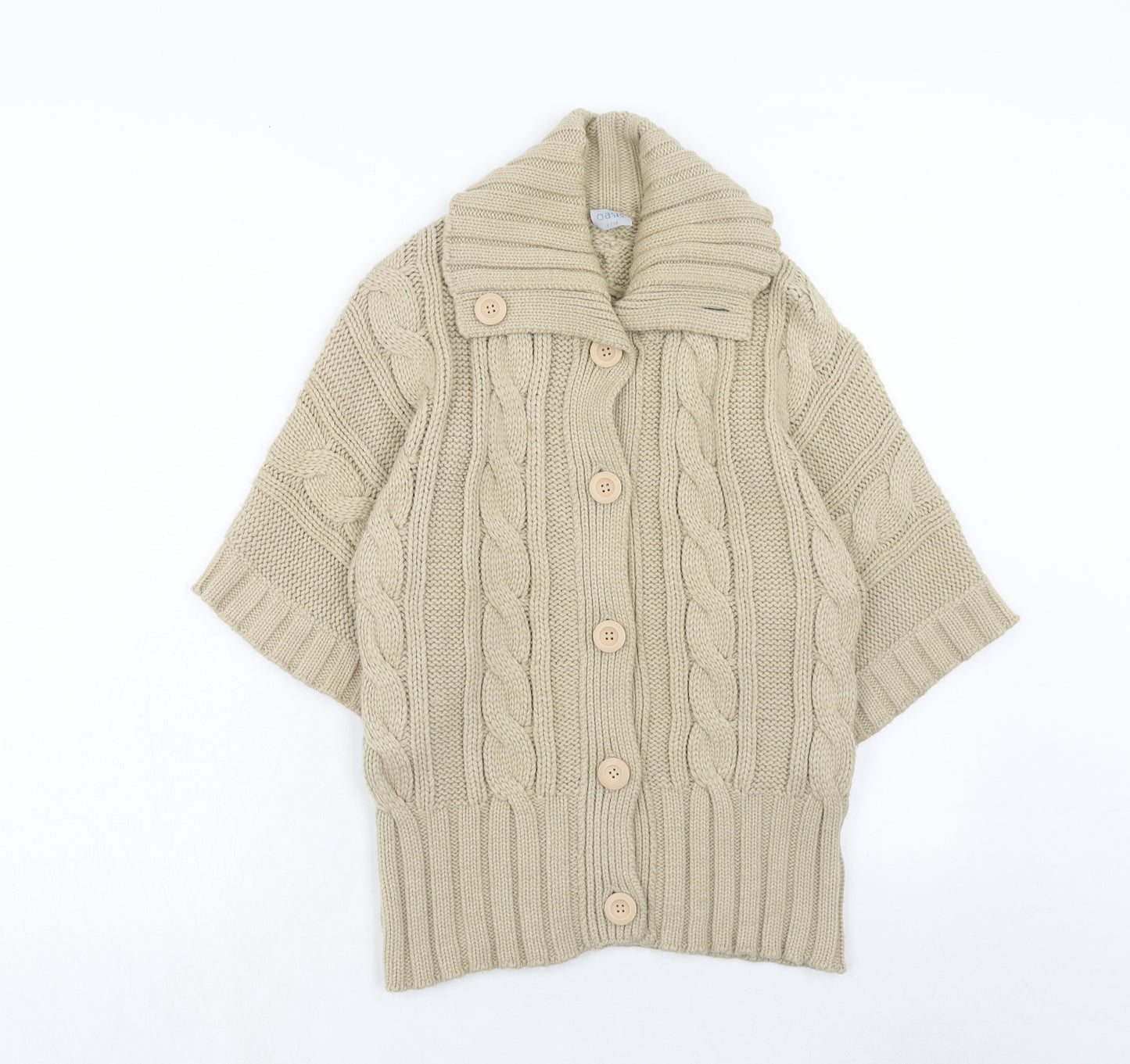 Oasis Womens Brown Collared Acrylic Cardigan Jumper Size 8
