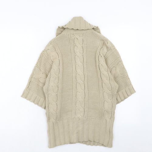 Oasis Womens Brown Collared Acrylic Cardigan Jumper Size 8