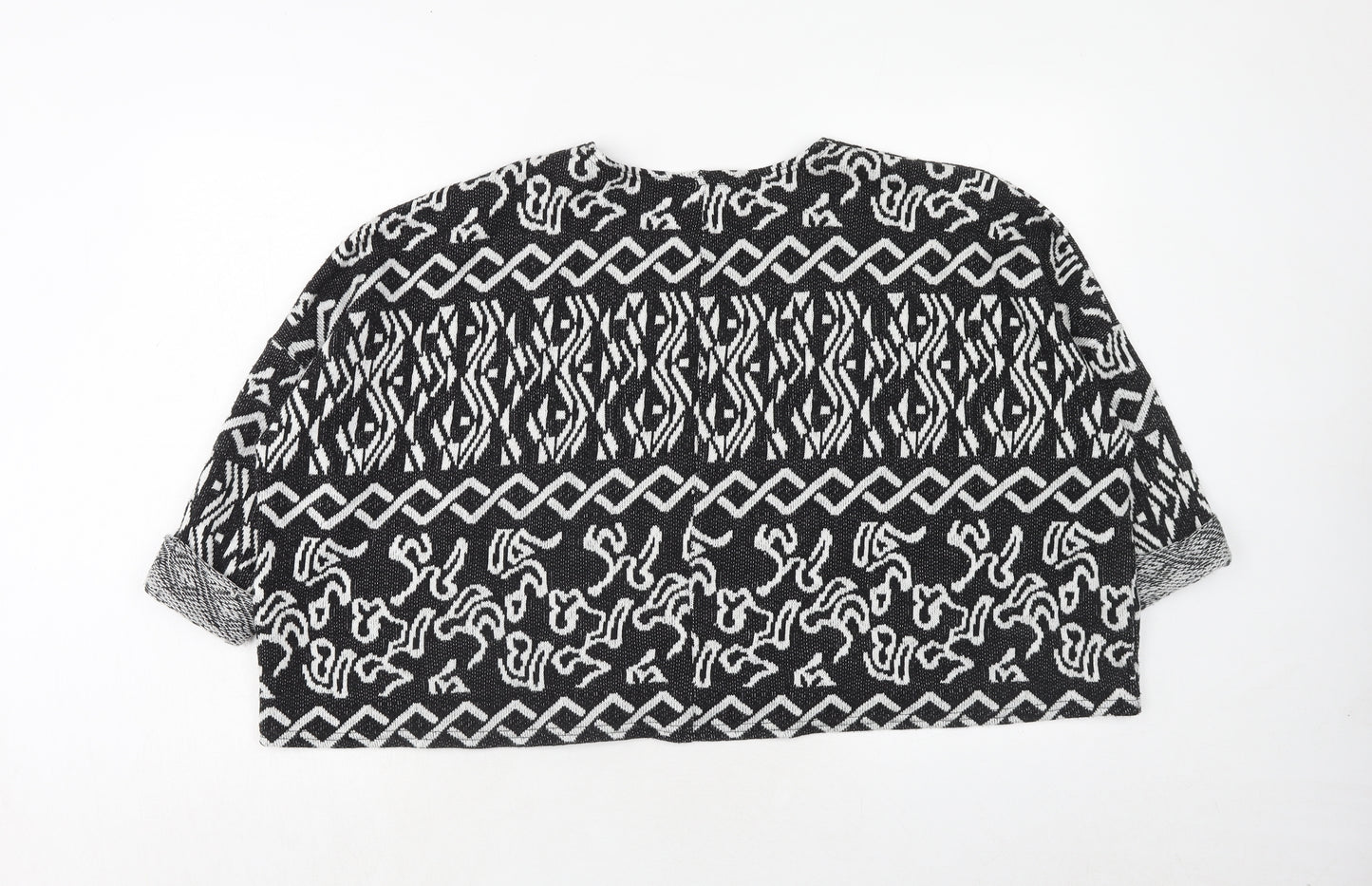 Topshop Womens Black Round Neck Geometric Acrylic Pullover Jumper Size 12