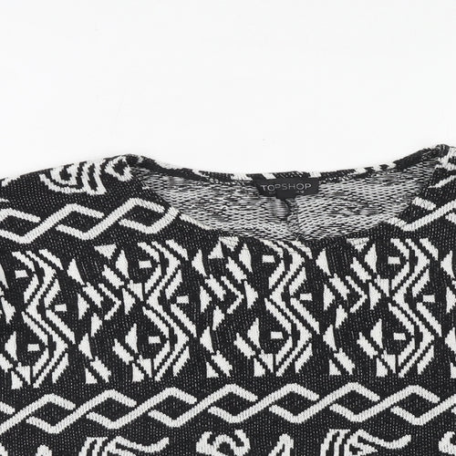 Topshop Womens Black Round Neck Geometric Acrylic Pullover Jumper Size 12