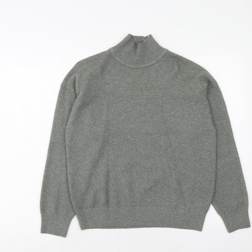 Marks and Spencer Womens Green High Neck Polyester Henley Jumper Size S