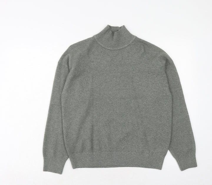 Marks and Spencer Womens Green High Neck Polyester Henley Jumper Size S