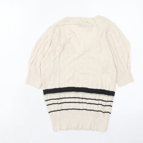 Marks and Spencer Womens Beige Scoop Neck Viscose Pullover Jumper Size 8