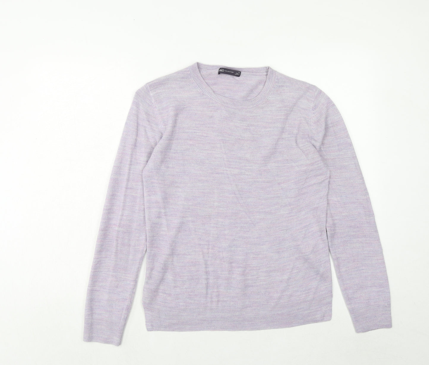 Marks and Spencer Womens Purple Round Neck Acrylic Pullover Jumper Size 12