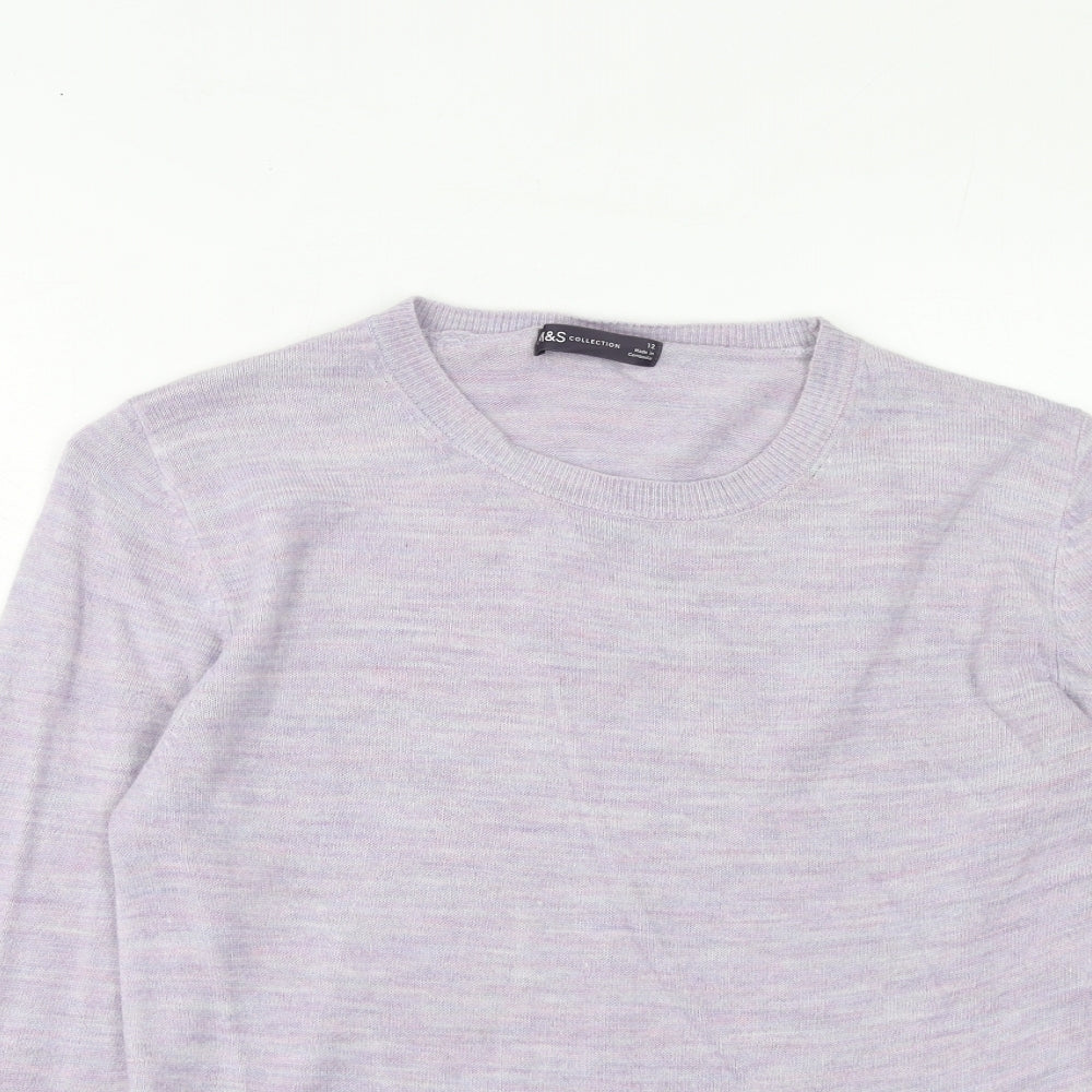 Marks and Spencer Womens Purple Round Neck Acrylic Pullover Jumper Size 12