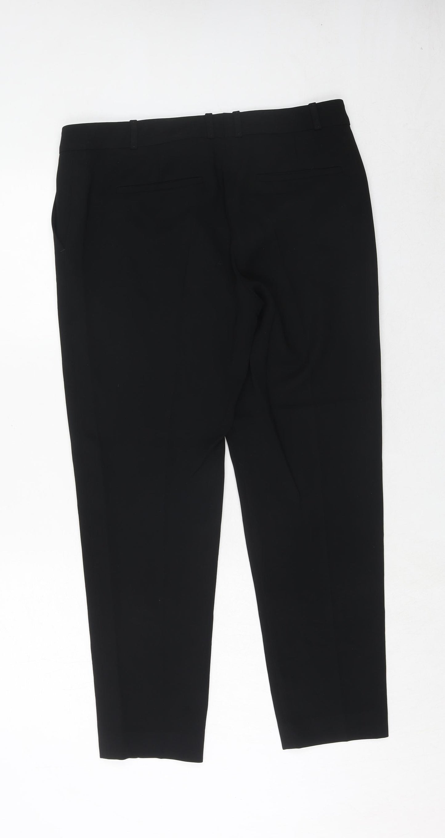 HUGO BOSS Womens Black Polyester Capri Trousers Size 10 Regular Hook & Eye