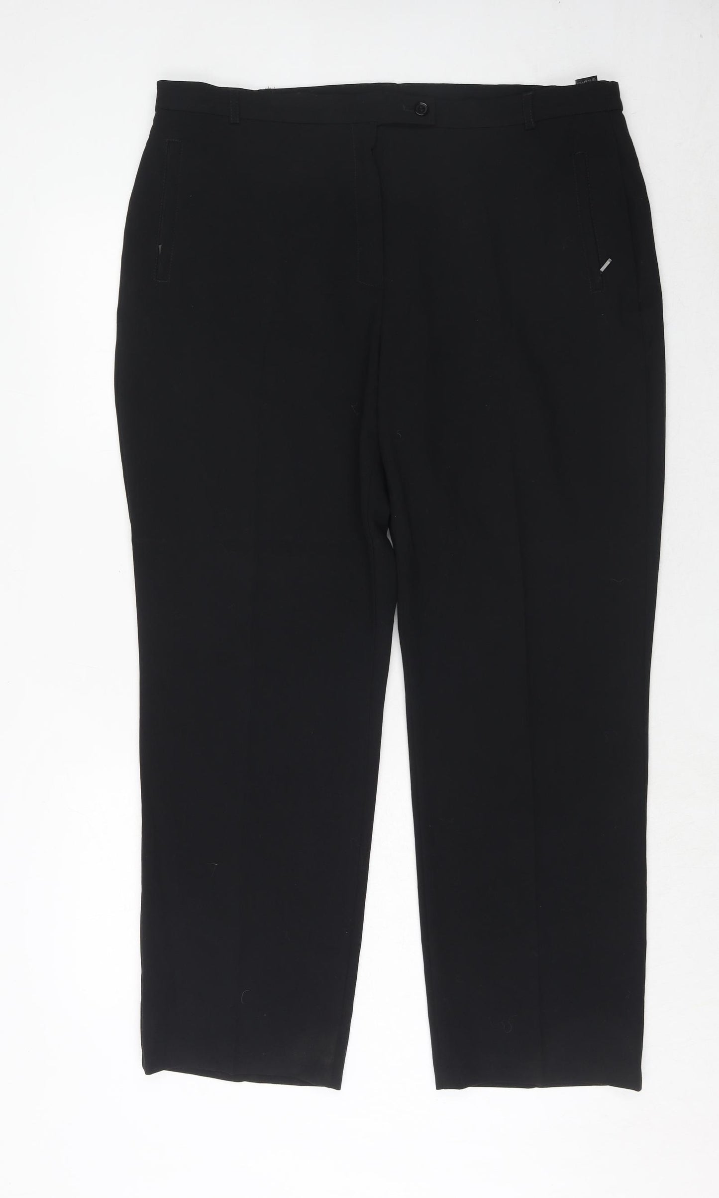 Marks and Spencer Womens Black Polyester Trousers Size 18 Regular Hook & Eye - Zipped Pockets
