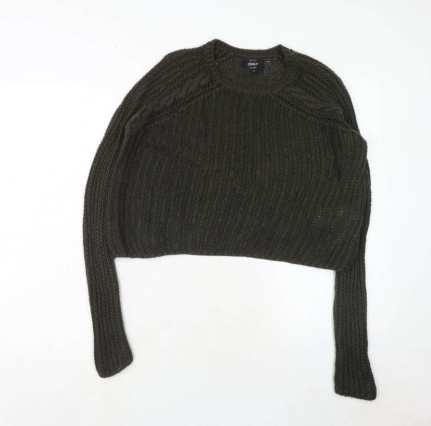 Only Womens Green Round Neck Acrylic Pullover Jumper Size XS