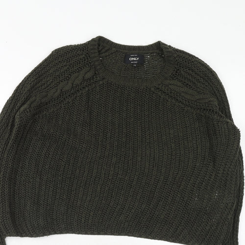 Only Womens Green Round Neck Acrylic Pullover Jumper Size XS
