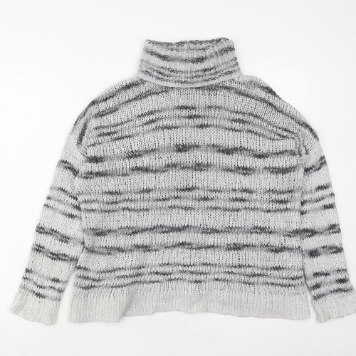 NEXT Womens Grey Roll Neck Geometric Acrylic Pullover Jumper Size L