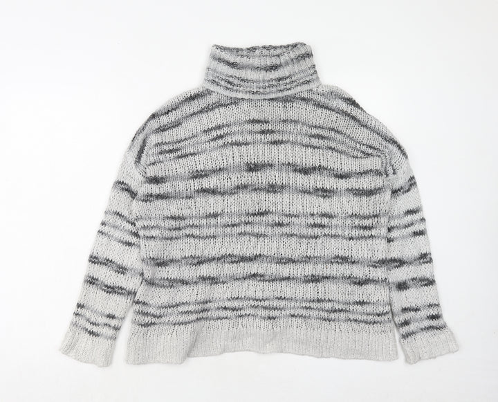 NEXT Womens Grey Roll Neck Geometric Acrylic Pullover Jumper Size L