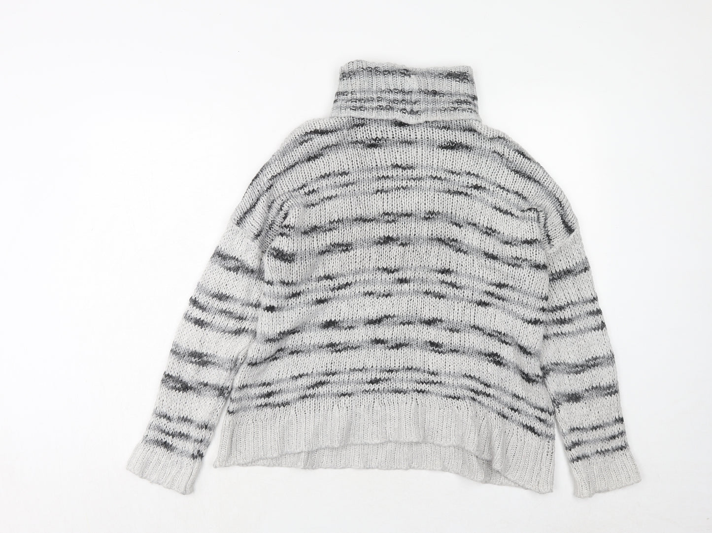 NEXT Womens Grey Roll Neck Geometric Acrylic Pullover Jumper Size L