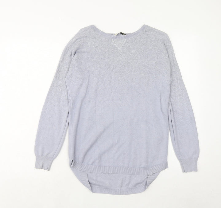 Oasis Womens Purple Round Neck Cotton Pullover Jumper Size S