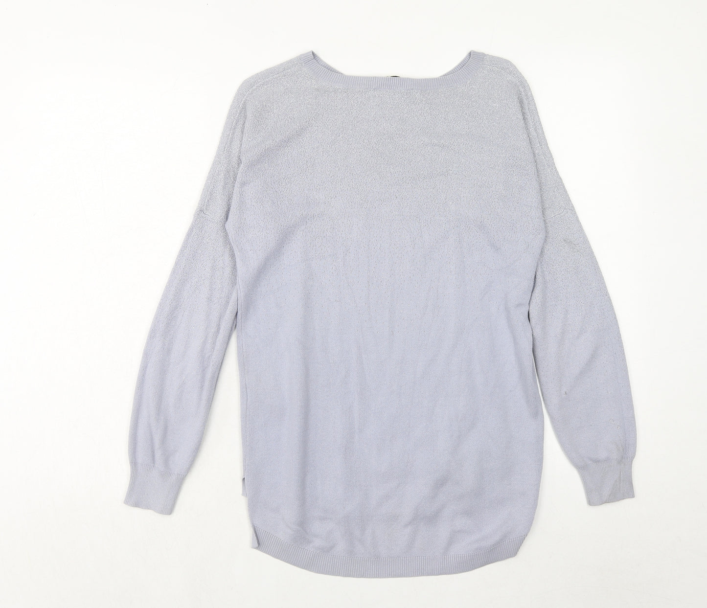 Oasis Womens Purple Round Neck Cotton Pullover Jumper Size S