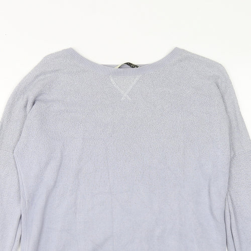 Oasis Womens Purple Round Neck Cotton Pullover Jumper Size S