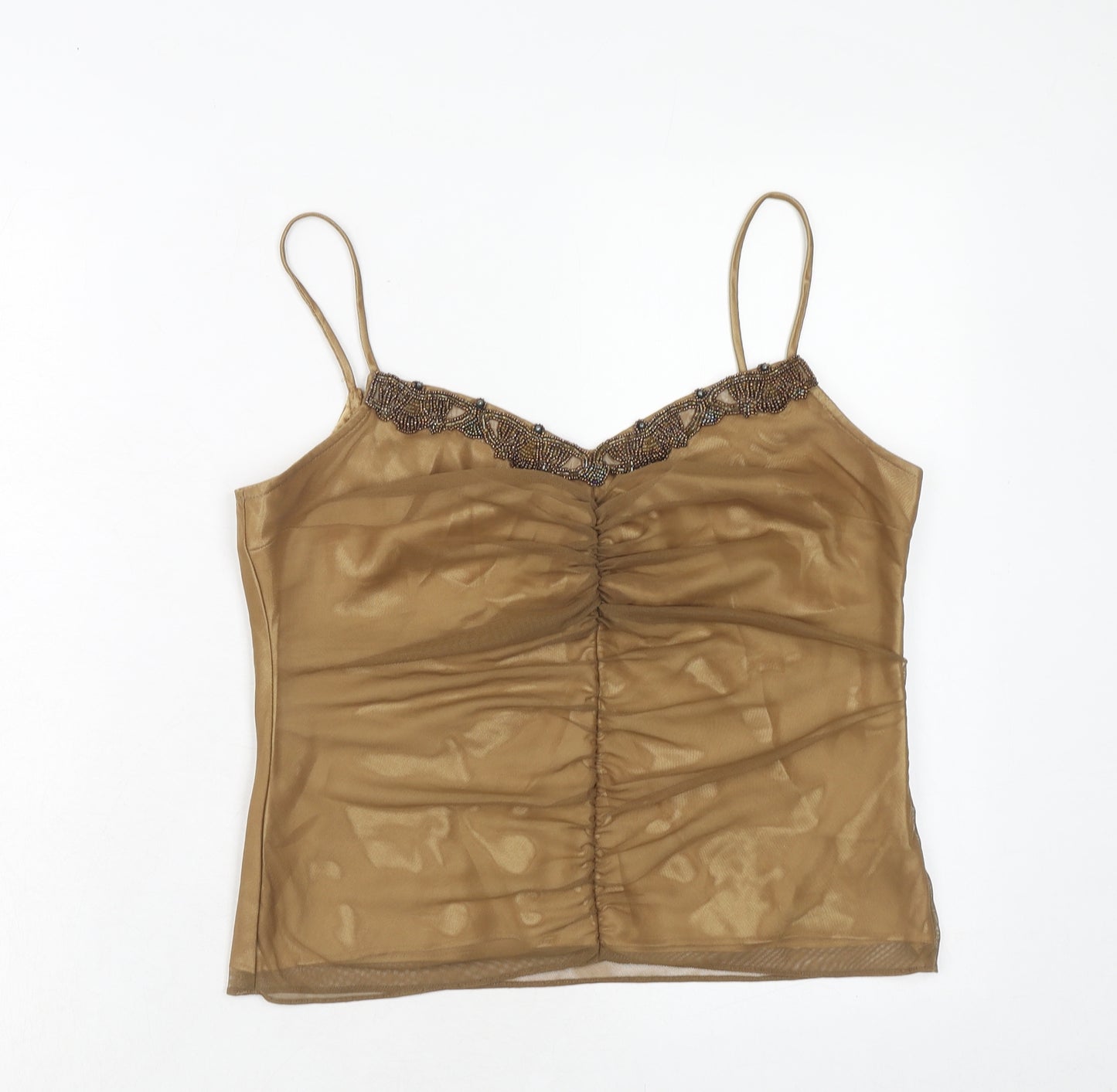 Joseph Ribkoff Womens Brown Nylon Basic Tank Size 14 V-Neck