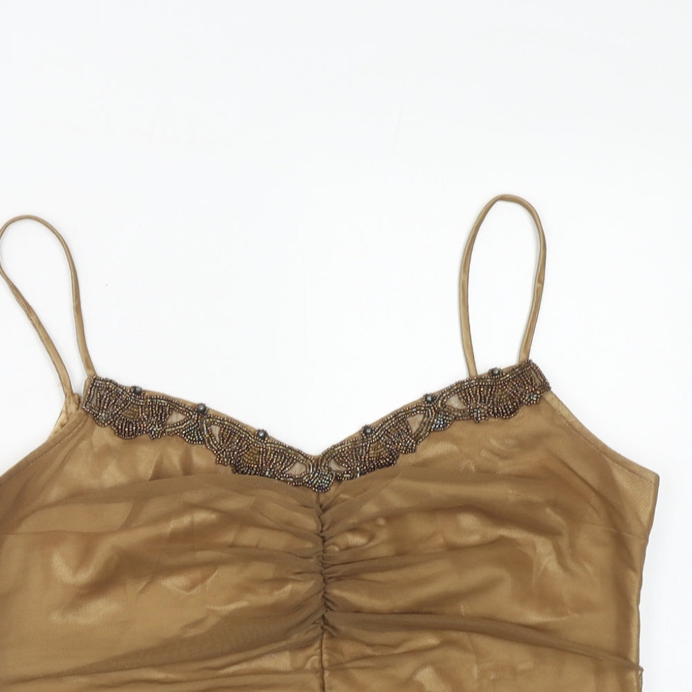 Joseph Ribkoff Womens Brown Nylon Basic Tank Size 14 V-Neck