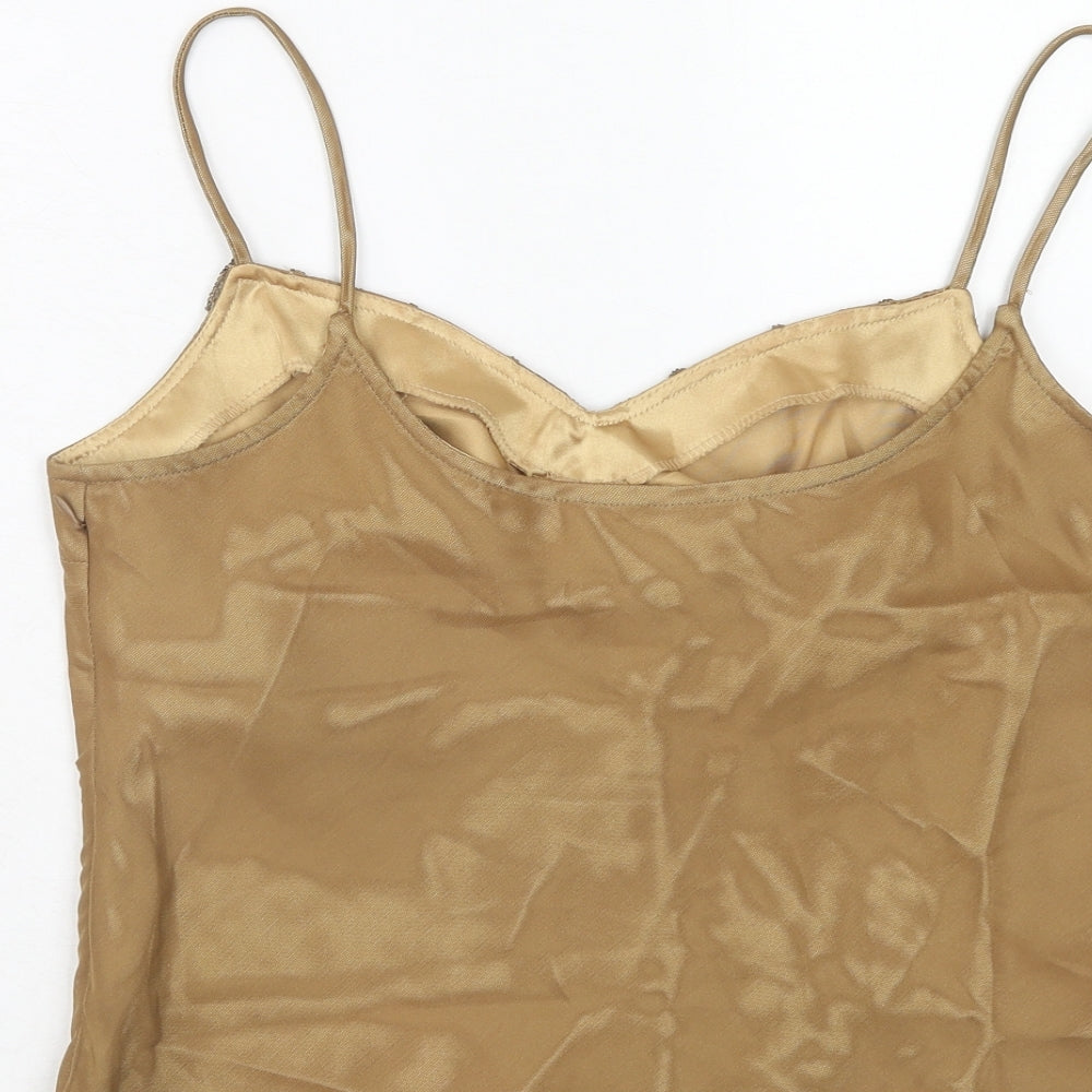 Joseph Ribkoff Womens Brown Nylon Basic Tank Size 14 V-Neck