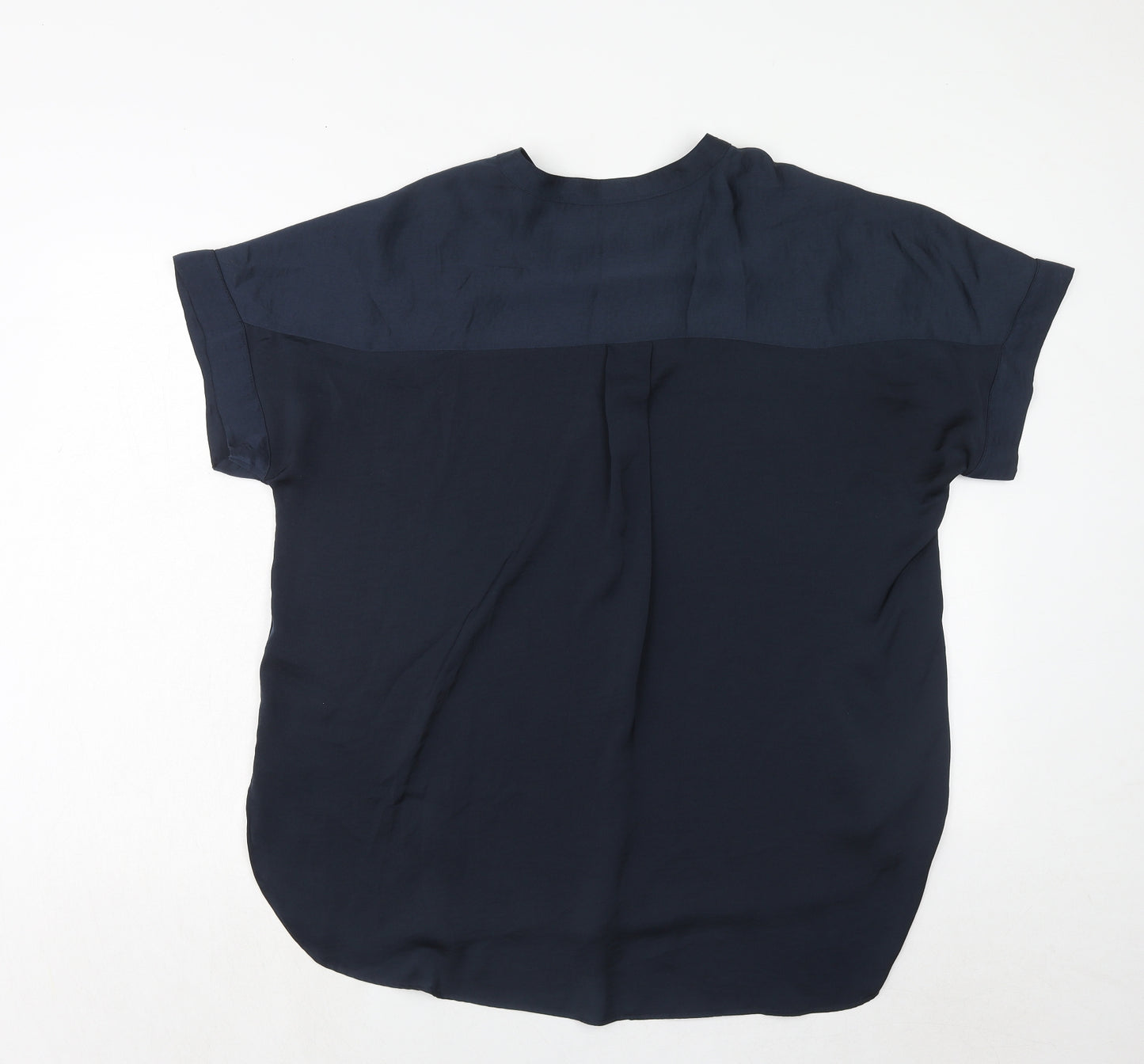 Marks and Spencer Womens Blue Polyester Basic Blouse Size 12 V-Neck
