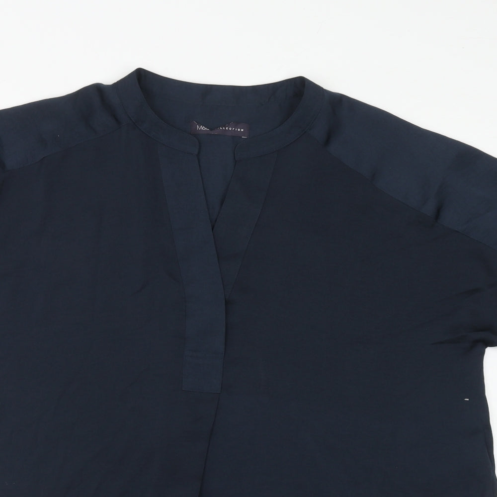 Marks and Spencer Womens Blue Polyester Basic Blouse Size 12 V-Neck