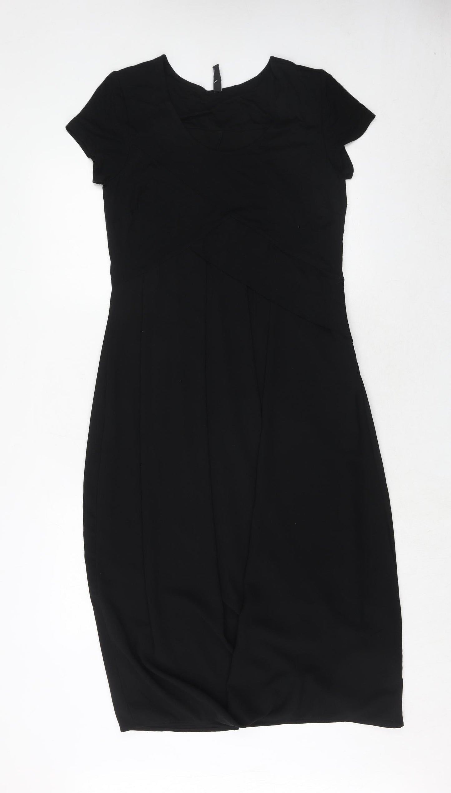 Foil Womens Black Viscose Pencil Dress Size S Scoop Neck Zip
