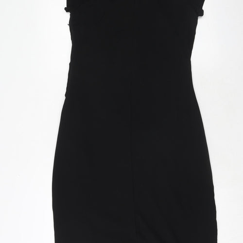 Foil Womens Black Viscose Pencil Dress Size S Scoop Neck Zip