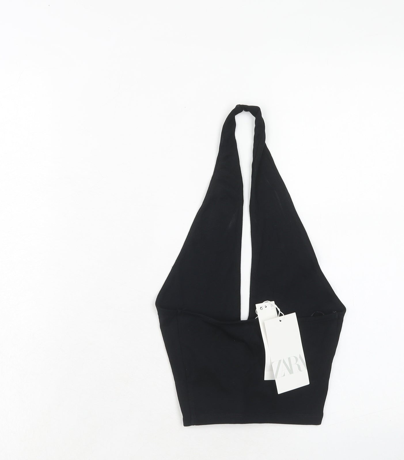 Zara Womens Black Cotton Cropped Tank Size S Halter
