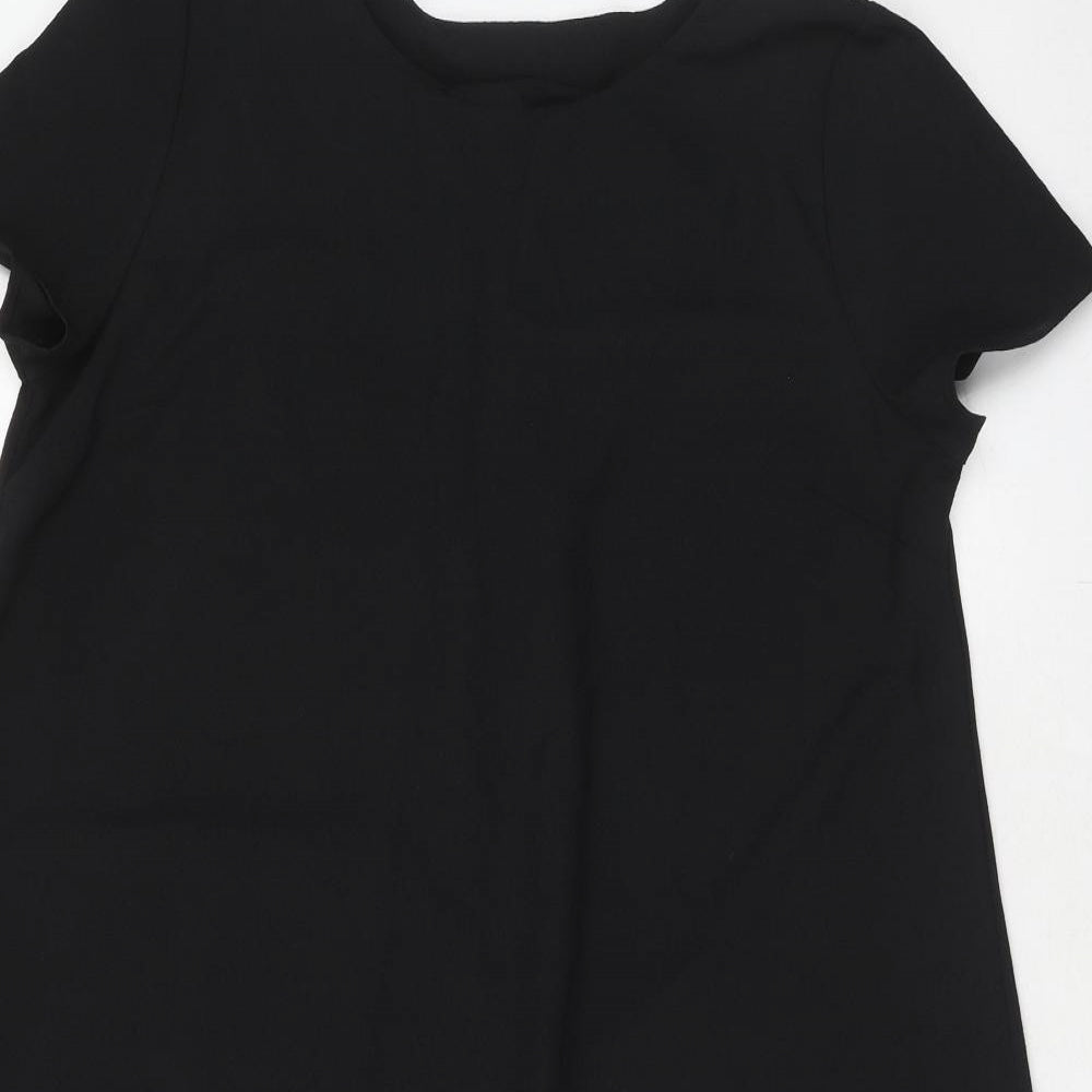 Marks and Spencer Womens Black Polyester Trapeze & Swing Size 14 Boat Neck Pullover