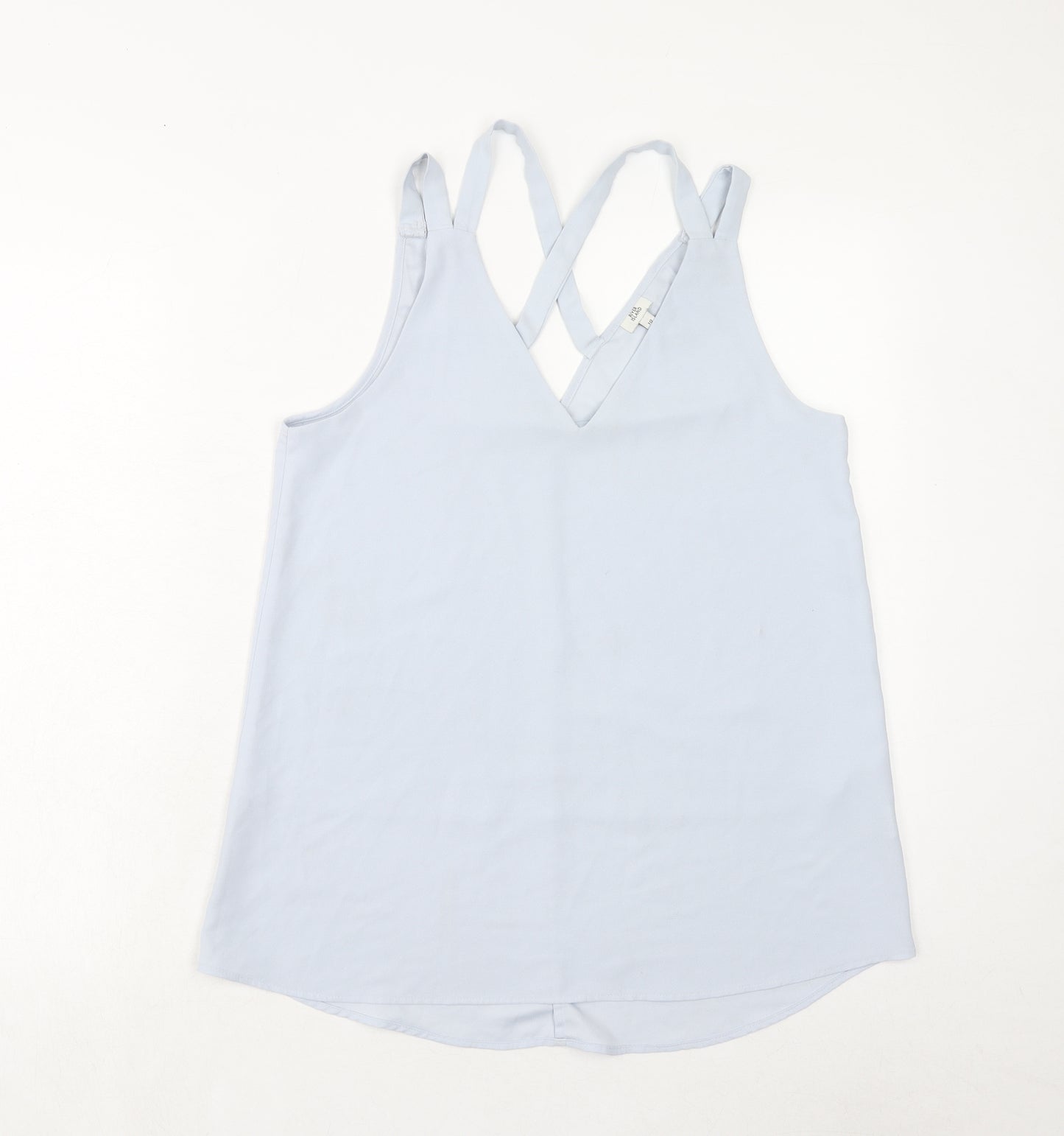 River Island Womens Blue Polyester Basic Tank Size 10 V-Neck