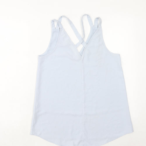 River Island Womens Blue Polyester Basic Tank Size 10 V-Neck