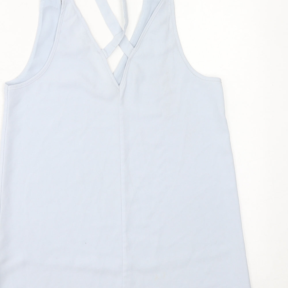 River Island Womens Blue Polyester Basic Tank Size 10 V-Neck