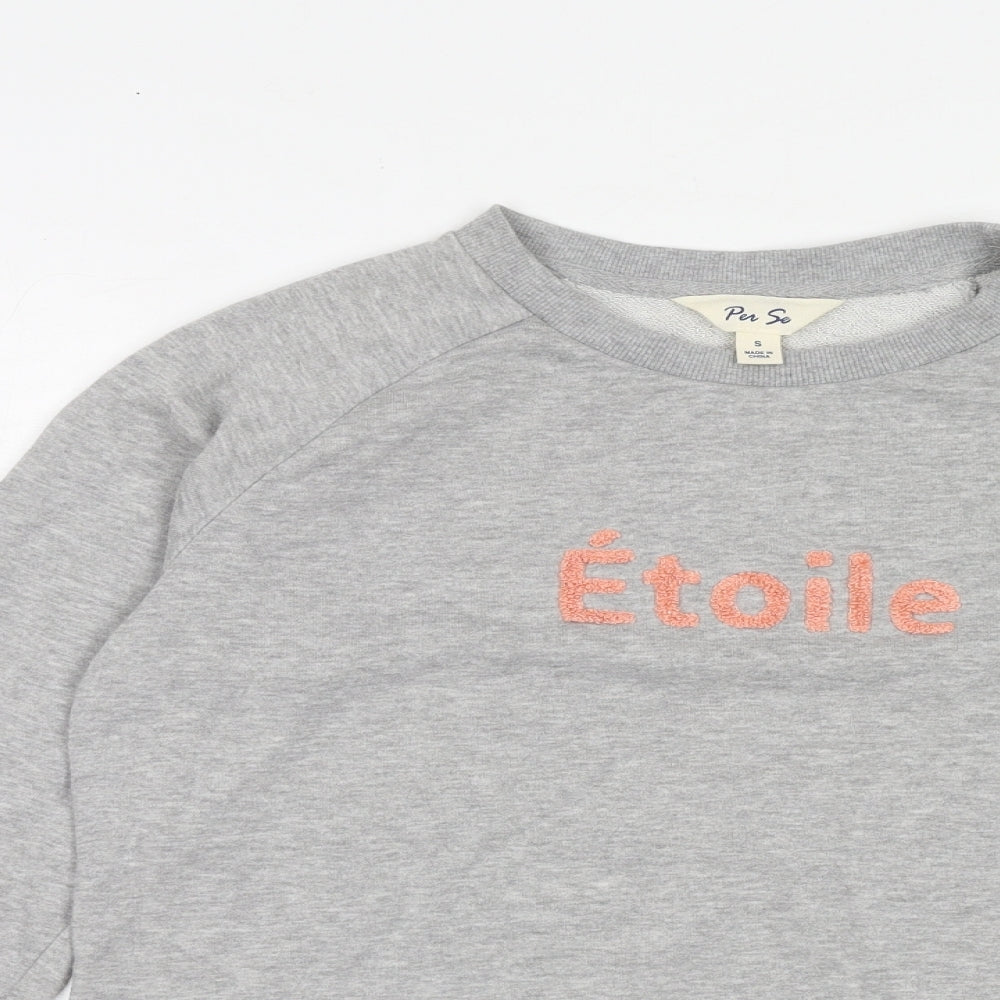 Per Se Womens Grey Cotton Pullover Sweatshirt Size S Pullover - Etoile