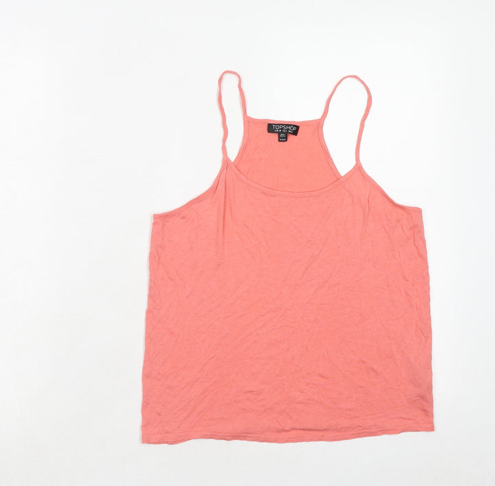 Topshop Womens Pink Viscose Basic Tank Size 10 Round Neck