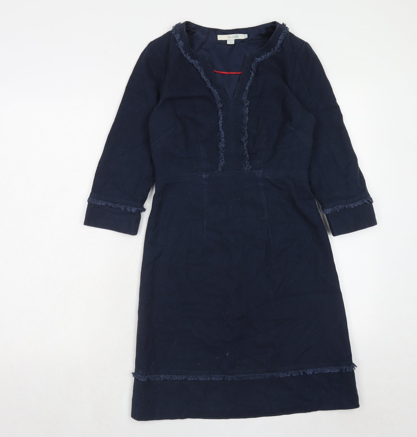 Boden Womens Blue Cotton A-Line Size 6 V-Neck Zip