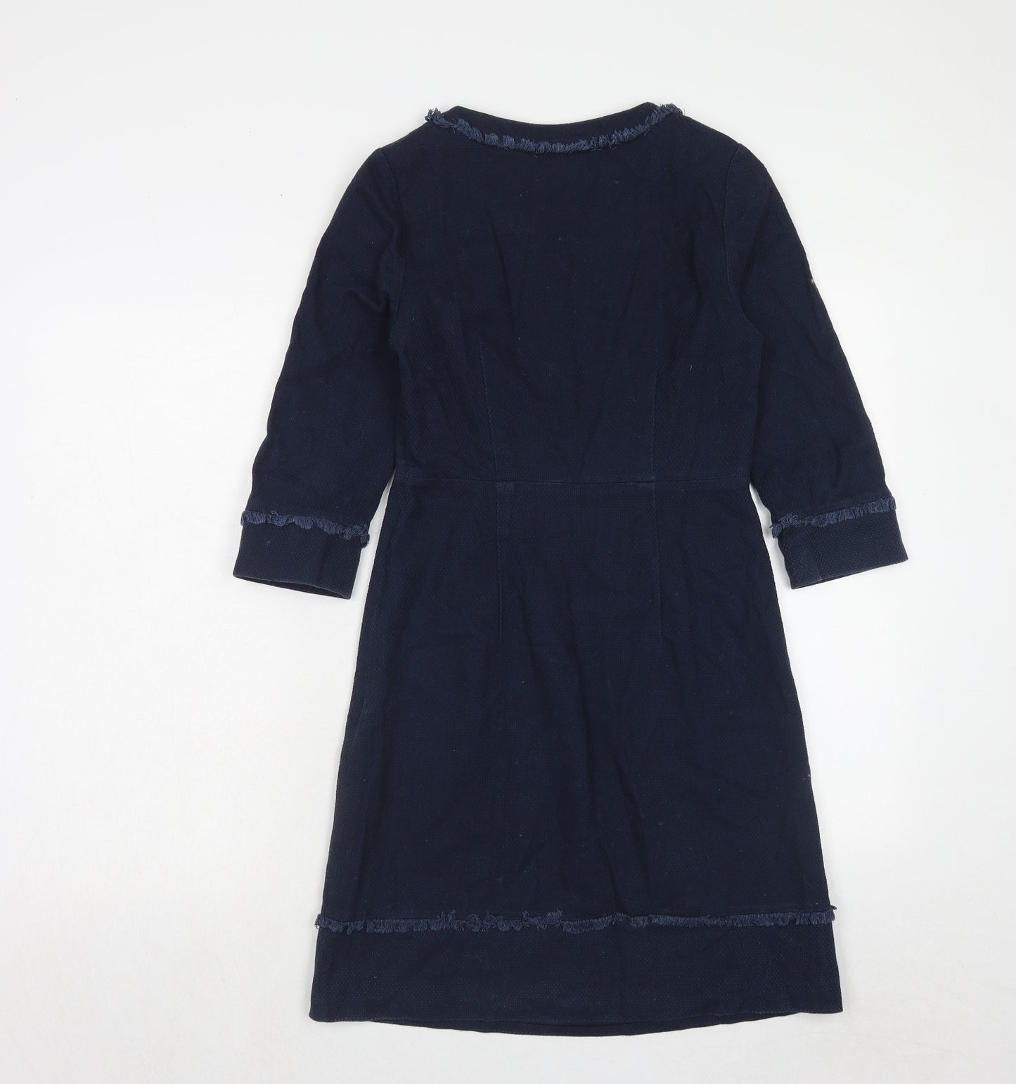 Boden Womens Blue Cotton A-Line Size 6 V-Neck Zip