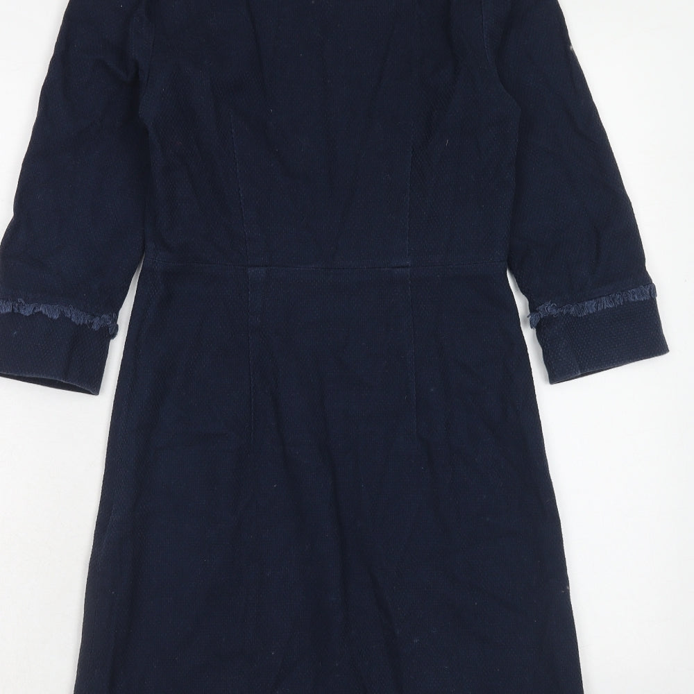 Boden Womens Blue Cotton A-Line Size 6 V-Neck Zip