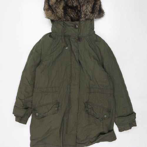 Topshop Womens Green Parka Coat Size 6 Zip