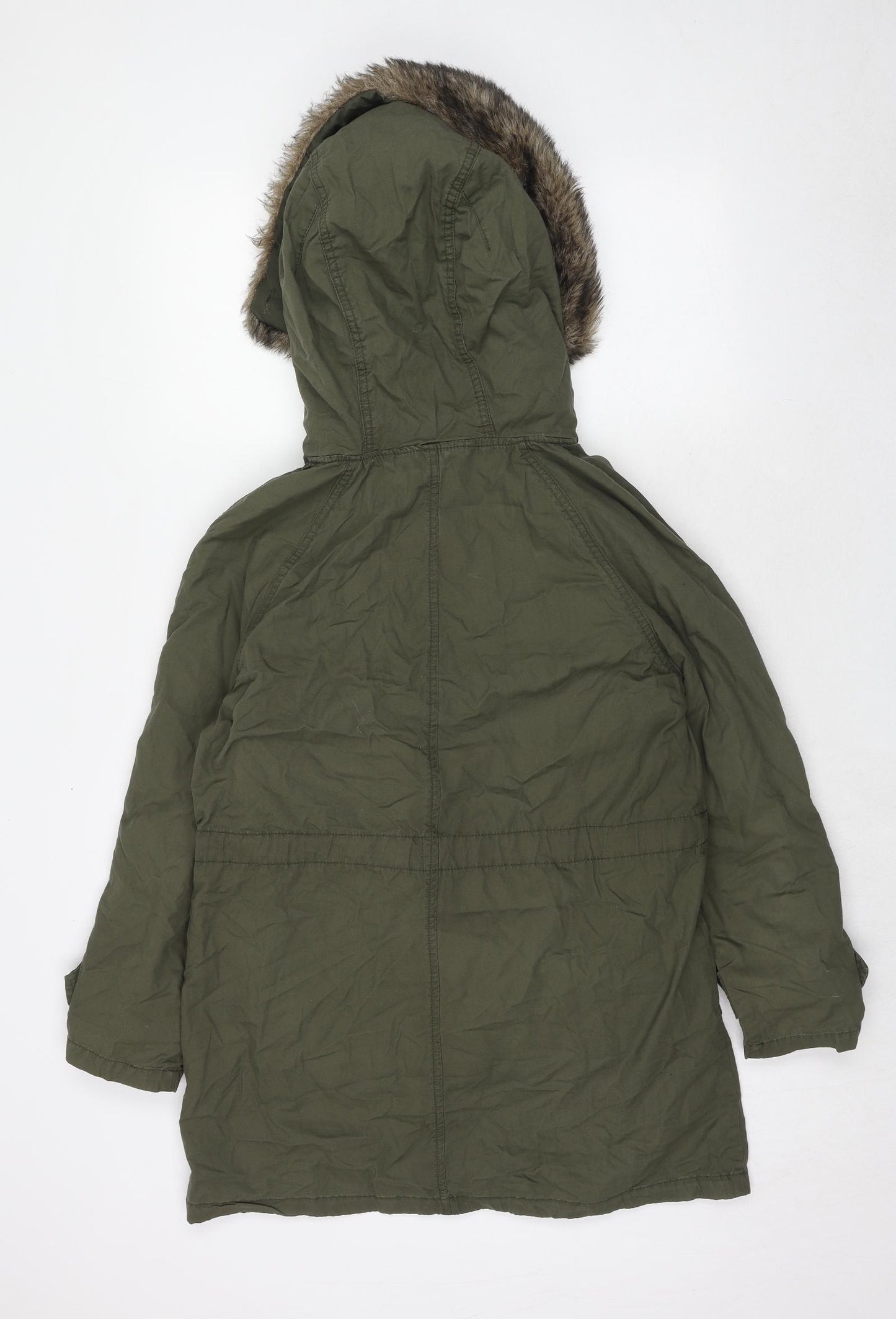 Topshop Womens Green Parka Coat Size 6 Zip