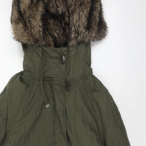 Topshop Womens Green Parka Coat Size 6 Zip